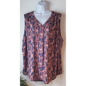 Evri Womens Glam Tiger Print Tank Top Size 2X Feminine Professional Cruise Wear